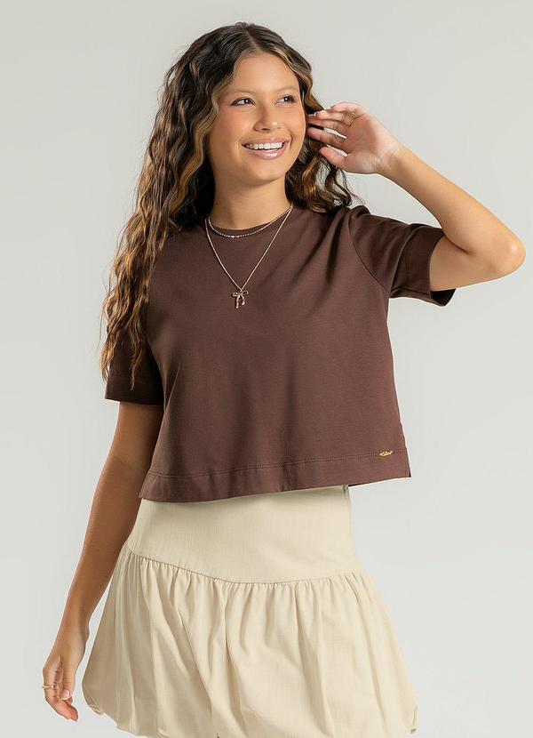 Cativa Teen - Blusa em Algodão Marrom Escuro