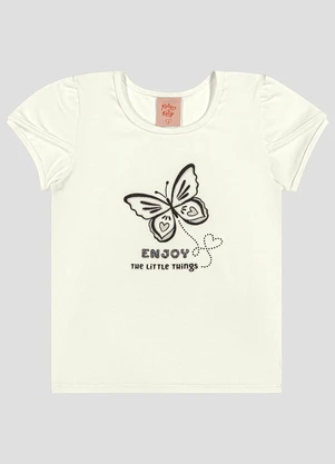 Kely Kety - Blusa em Cotton com em Relevo e Glitter Bege - KELY KETY