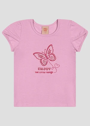 Kely Kety - Blusa em Cotton com em Relevo e Glitter Rosa - KELY KETY