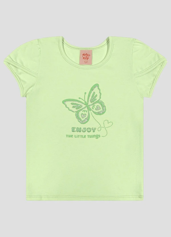 Kely Kety - Blusa em Cotton com em Relevo e Glitter Verde