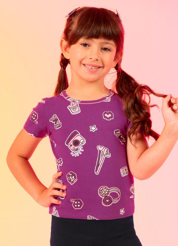 Cativa Kids - Blusa em Cotton Estampada Roxo