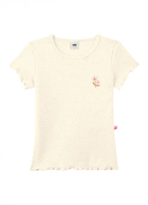 Marlan - Blusa em Malha Canelada com Bordado Floral Bege - MARLAN