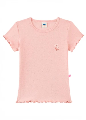 Marlan - Blusa em Malha Canelada com Bordado Floral Rosa - MARLAN
