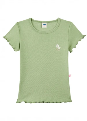 Marlan - Blusa em Malha Canelada com Bordado Floral Verde - MARLAN