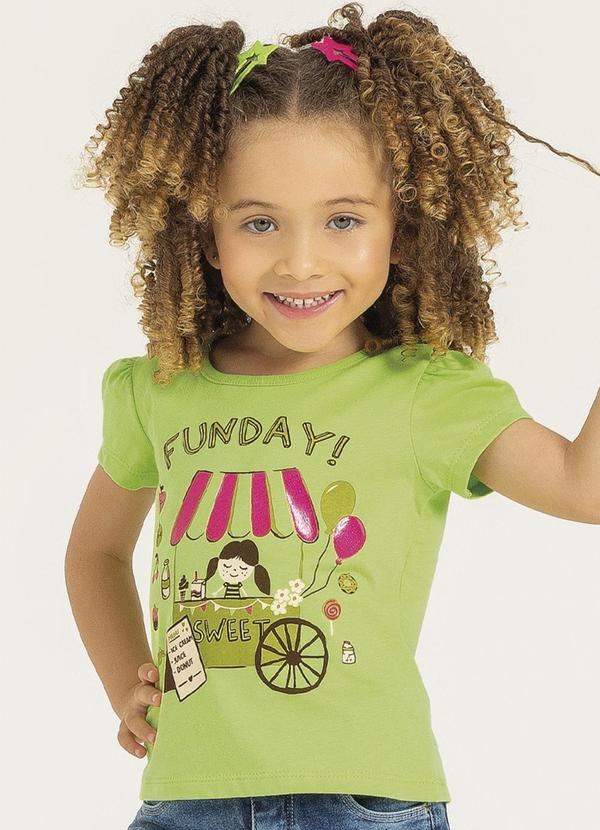 Cativa Kids Blusa em Meia Malha com Glitter Verde