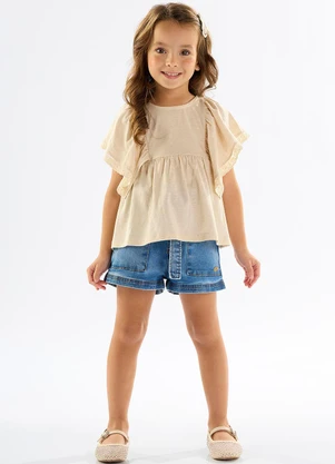 Up Baby - Blusa em Meia Malha Linho Flamê Bege - UP BABY
