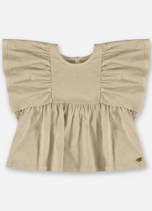 Up Baby - Blusa em Meia Malha Linho Flamê Bege - UP BABY