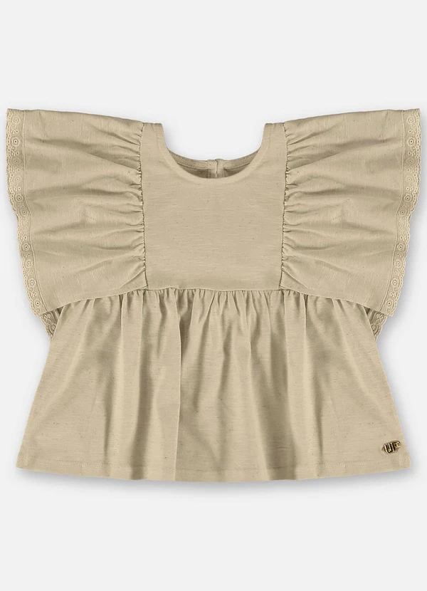 Up Baby - Blusa em Meia Malha Linho Flamê Bege 2