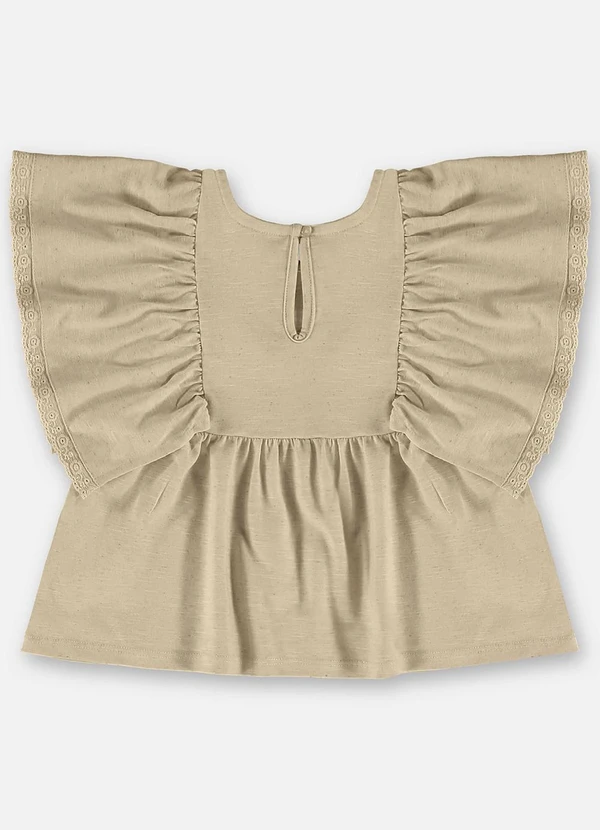 Up Baby - Blusa em Meia Malha Linho Flamê Bege 3