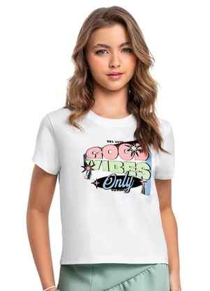 Blusa em Meia Malha para Menina Gloss Branco - GLOSS