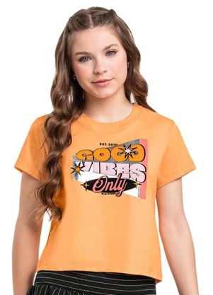 Blusa em Meia Malha para Menina Gloss Laranja - GLOSS