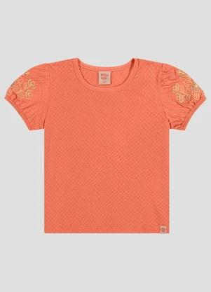 Kely Kety - Blusa em Meia Malha Trabalhada Hive Laranja - KELY KETY