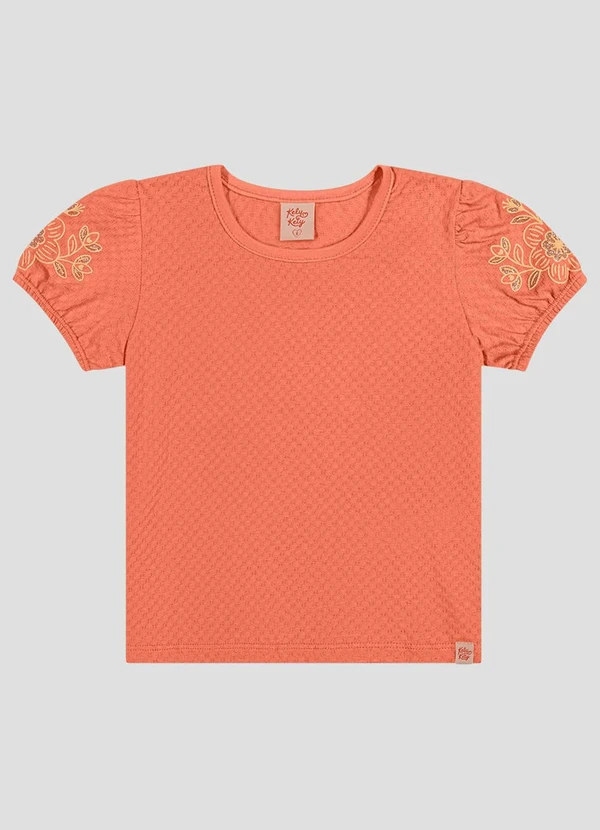 Kely Kety - Blusa em Meia Malha Trabalhada Hive Laranja
