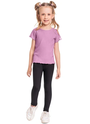 Quimby - Blusa em Ribana Canelada para Menina Roxo - QUIMBY