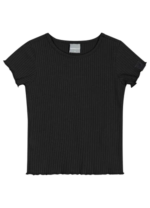 Quimby - Blusa em Ribana Canelada Preto - QUIMBY