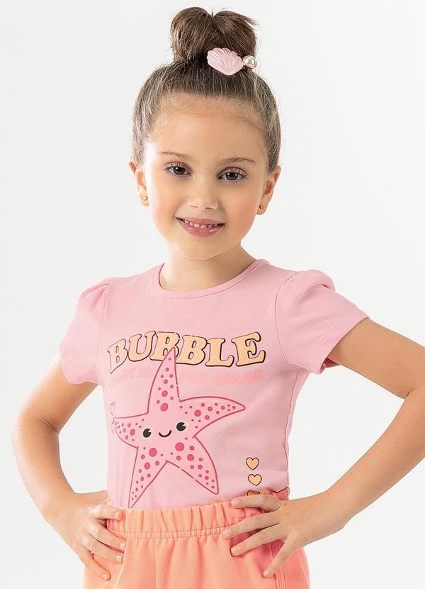 Cativa Kids - Blusa Estampada com Glitter Rosa