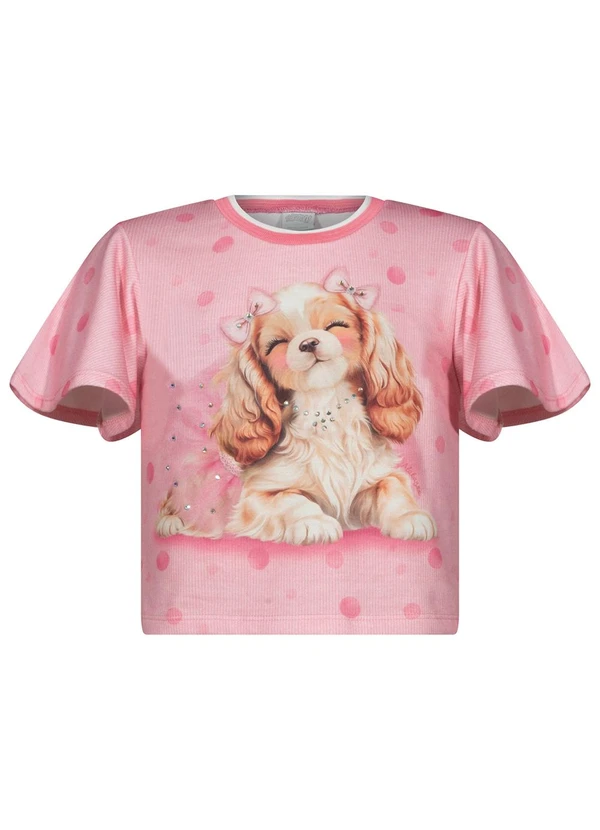 Alakazoo - Blusa Estampada com Strass e Retilínea Rosa 2