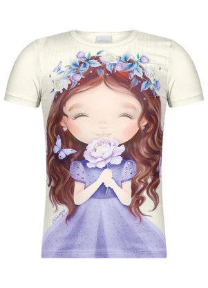 Alakazoo - Blusa Estampada de Mangas Curtas com Strass Rosa - ALAKAZOO
