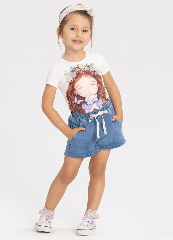 Alakazoo - Blusa Estampada de Mangas Curtas com Strass Rosa 1