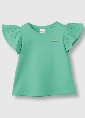 Carinhoso - Blusa Evasê em Cotton Verde Água - CARINHOSO