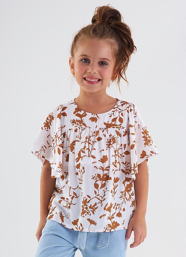 Up Baby - Blusa Evasê Infantil Estampada Branco
