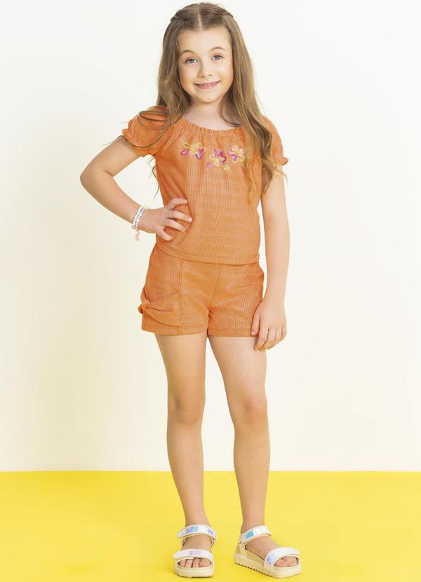 Cativa Kids - Blusa Feminina com Bordado Charmoso Laranja 2