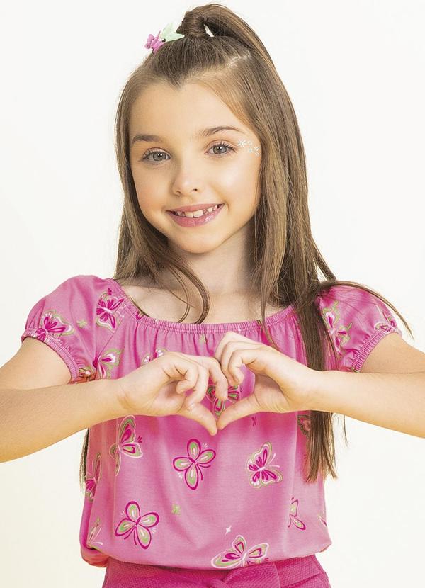 Cativa Kids - Blusa Feminina com Estampa Borboletas Rosa