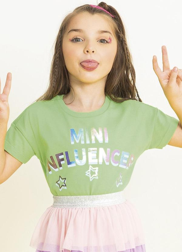Cativa Kids - Blusa Feminina Estampada com Fóil Verde
