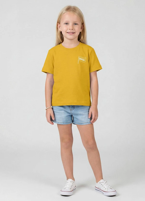 Rovi Kids - Blusa Feminina Infantil Brasil Amarelo 3