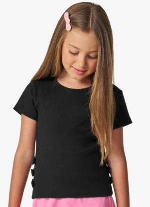 Rovitex - Blusa Feminina Infantil com Laços Preto - ROVITEX
