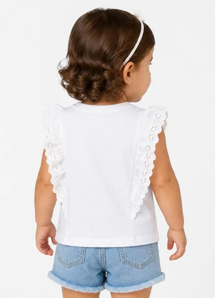 Rovitex - Blusa Feminina Infantil com Laise Branco - ROVITEX