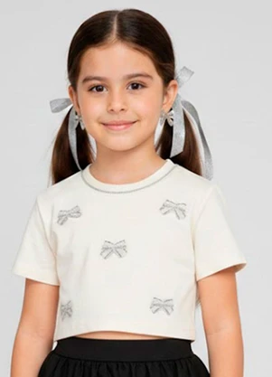 Rovitex - Blusa Feminina Infantil de Laços Bege - ROVITEX