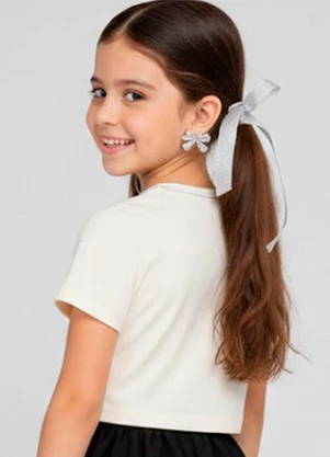 Rovitex - Blusa Feminina Infantil de Laços Bege - ROVITEX