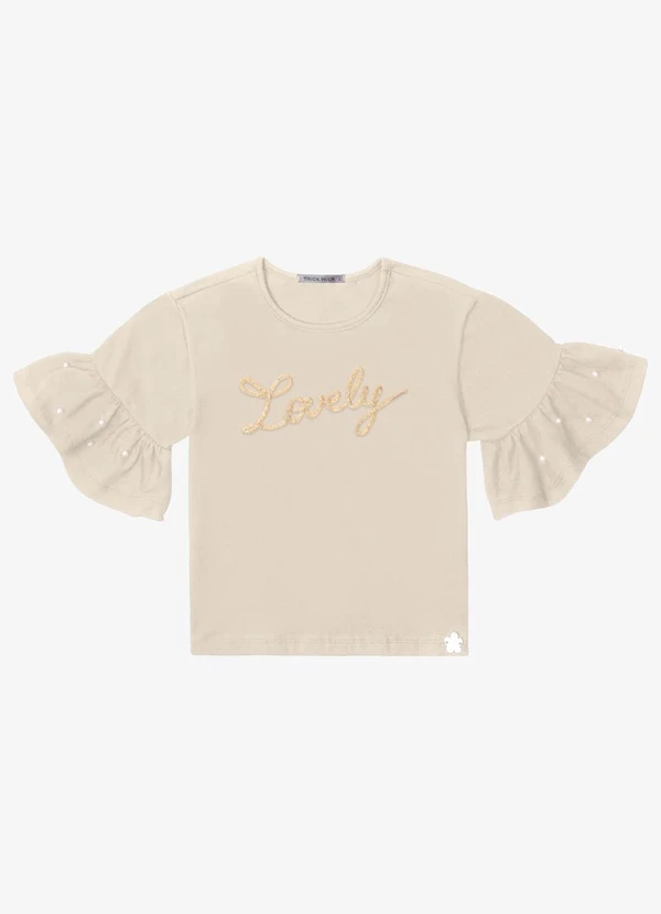 Trick Nick - Blusa Feminina Infantil em Cotton Leve Bege
