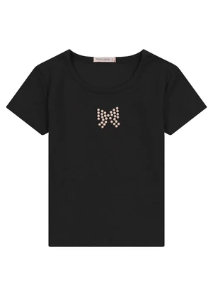 Trick Nick - Blusa Feminina Infantil em Ribana 2x1 Preto - TRICK NICK