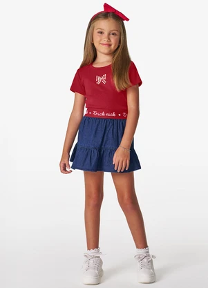 Trick Nick - Blusa Feminina Infantil em Ribana 2x1 Vermelho - TRICK NICK
