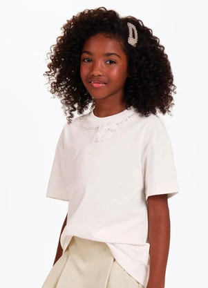 Rovitex - Blusa Feminina Infantil Laço com Rebite Bege - ROVITEX