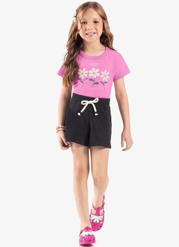 Rovi Kids - Blusa Feminina Infantil Manga Curta Rosa 3