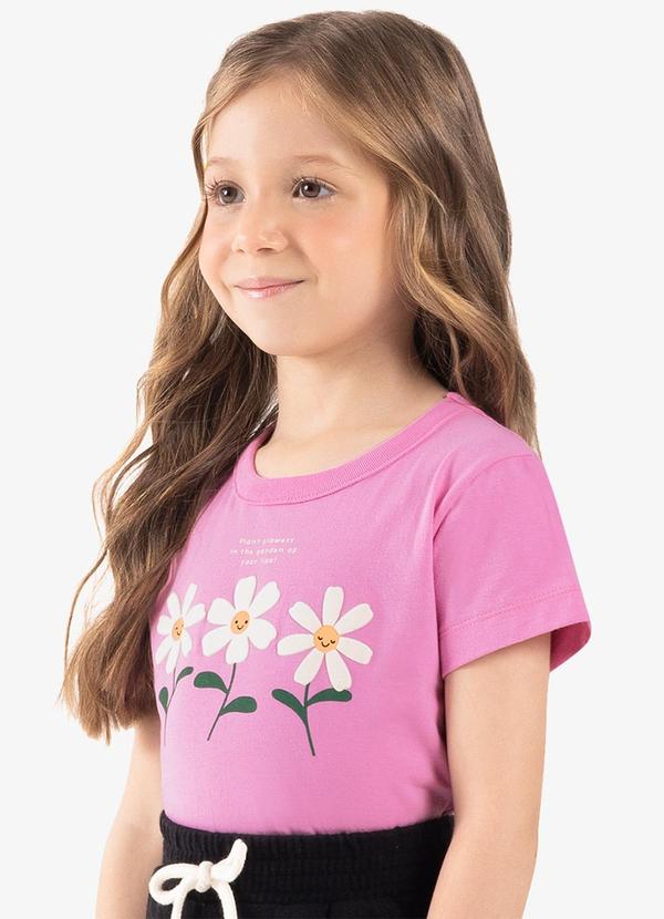 Rovi Kids - Blusa Feminina Infantil Manga Curta Rosa 4