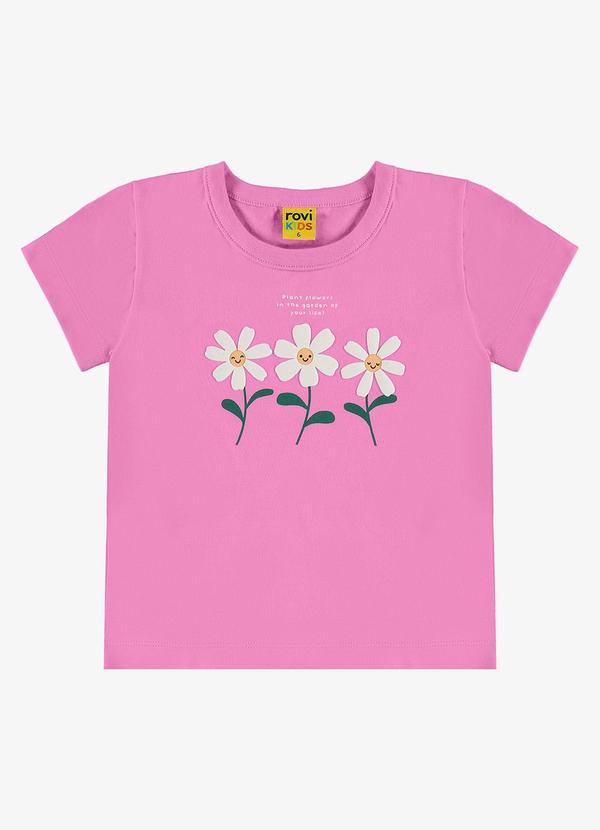 Rovi Kids - Blusa Feminina Infantil Manga Curta Rosa 5