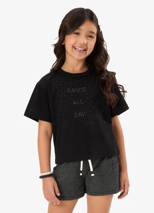 Rovi Kids - Blusa Feminina Infantil Meia Malha Preto - ROVI KIDS