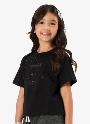 Rovi Kids - Blusa Feminina Infantil Meia Malha Preto - ROVI KIDS
