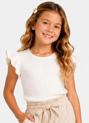 Trick Nick - Blusa Feminina Infantil Ribana Canelada Bege - TRICK NICK