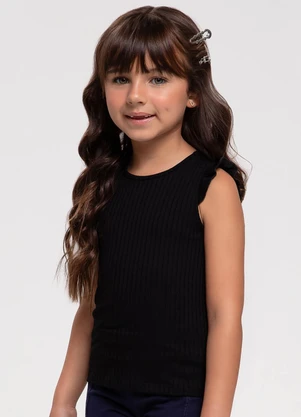 Trick Nick - Blusa Feminina Infantil Ribana Canelada Preto - TRICK NICK