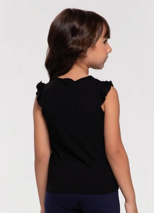 Trick Nick - Blusa Feminina Infantil Ribana Canelada Preto - TRICK NICK