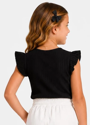 Trick Nick - Blusa Feminina Infantil Ribana Canelada Preto - TRICK NICK