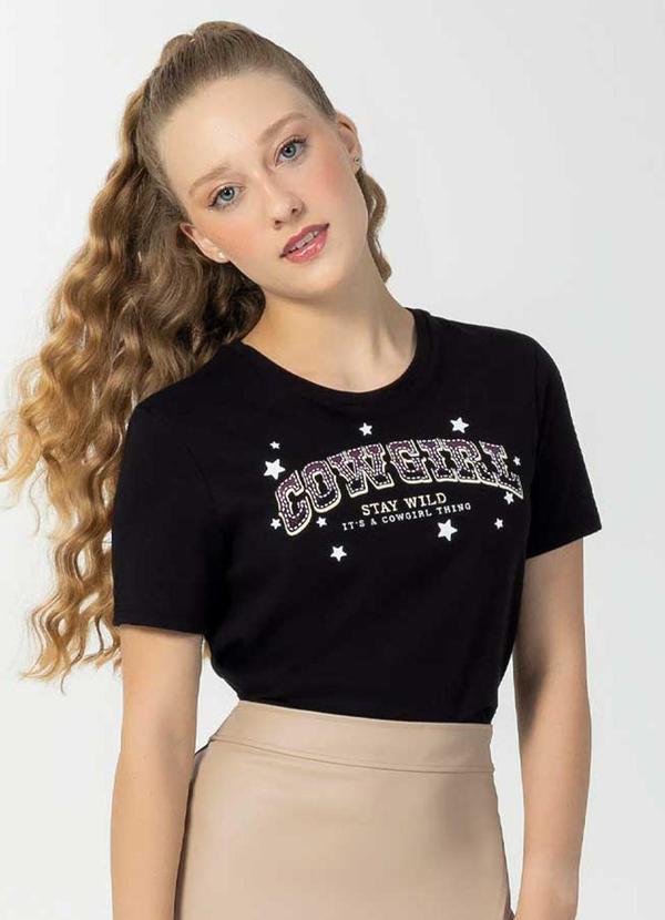 Bjoe - Blusa Feminina Juvenil com Estampa Preto