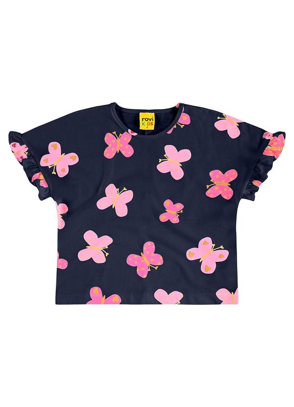 Rovi Kids - Blusa Feminina Meia Malha Azul