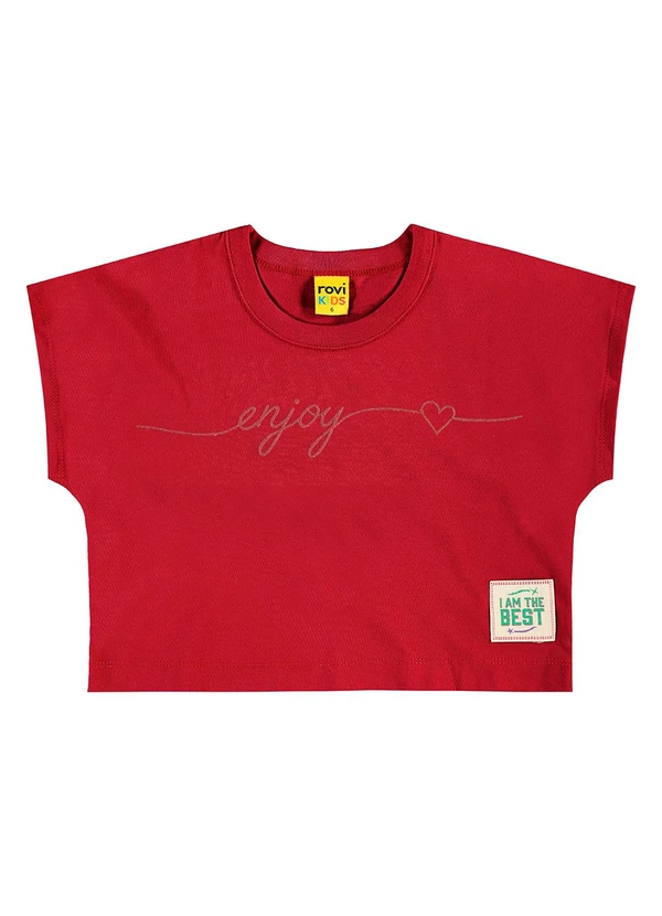 Rovi Kids - Blusa Feminina Meia Malha Moletom Vermelho