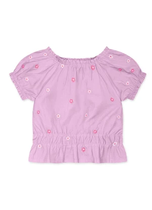 Marisol - Blusa Floral Manga Curta Infantil Feminina Roxo - MARISOL